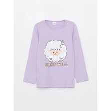 Lc Waikiki Lcw Kids Bisiklet Yaka Baskılı Uzun Kollu Kız Çocuk Pijama Takımı