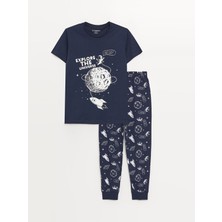 Lc Waikiki Lcw Kids Bisiklet Yaka Baskılı Kısa Kollu Erkek Çocuk Pijama Takımı