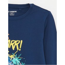 Lc Waikiki Lcw Kids Bisiklet Yaka Baskılı Uzun Kollu Erkek Çocuk Pijama Takımı