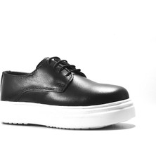 Onlo Ayakkabı 3024 Hakiki Deri Siyah Bağlı Kalın Taban Erkek Çocuk Casual Ayakkabı