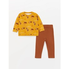 Lc Waikiki Lcw Baby Bisiklet Yaka Uzun Kollu Baskılı Erkek Bebek Sweatshirt Ve Pantolon 2'Li