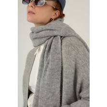 HE-QA Düz Örgü Atkı Gri