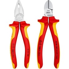 Knipex 2'li 1000V Kombine Pense 180 mm 1000V Yan Keski 160 mm