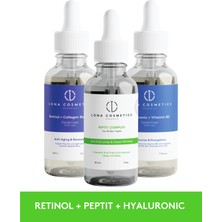 Lona Cosmetics Bakım Seti Retinol+Collagen Serum, Peptit Complex Serum, Hyaluronic+B5 Serum