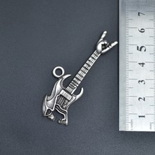 Bu Farklı 3'lü Klasik Akustik Gitar Kuru Kafa Gitar Kulaklık  Erkek Kadın Kolye Seti - Kod:1108