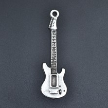 Bu Farklı Elektro Gitar Deri ip Kolye - Gümüş Kaplama - Kadın Erkek Kolye - No:928