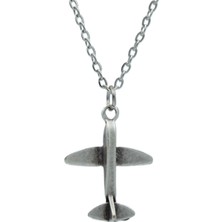 Bu Farklı Minimal Uçak  Zincir Kolye - Gümüş Kaplama - Erkek Kadın Kolye - Kod:458