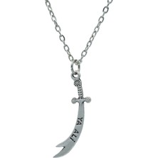 Bu Farklı Zülfikar Kılıç - Ya Ali  Zincir Kolye - Gümüş Kaplama - Erkek Kadın Kolye - Kod:472