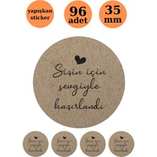 Emtory Home  Sizin Için Sevgiyle Hazırlandı - Kraft Görünümlü Sticker -Kraft Sticker - Paket Sticker