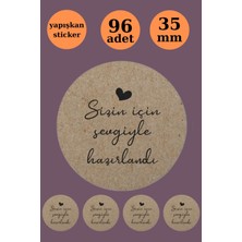 Emtory Home  Sizin Için Sevgiyle Hazırlandı - Kraft Görünümlü Sticker -Kraft Sticker - Paket Sticker