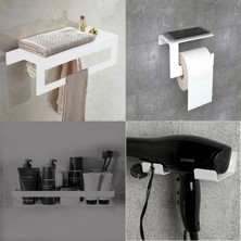 Kraker Banyo Düzenleyici Set Havluluk Tuvalet Kagıtlıgı Şampuanlık Saç Kurutma Makina Askısı