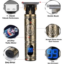 Çokan Gomey GM-0687 LCD Ekran T-Bıçak Epilasyon Öncesi Vücut Kılı Traş Saç Ense Sakal Çizim Tıraş Makinesi