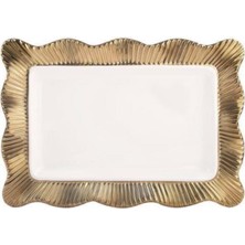 Rossev Servis Tabağı Lace Dikdörtgen Gold 36CM