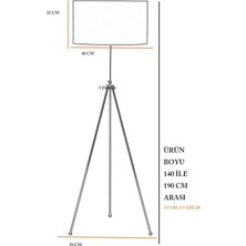 Vinner Noa Siyah Kaplama Tripod Boyu Ayarlanabilir Metal Lambader - Pre Kahve