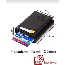 Anıl Bags Suni Deri Mekanizmalı Otomatik Kızaklı Kartlık Cüzdan Kart Bölmeli