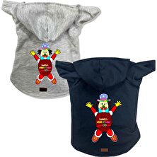 Buddy Store Kedi & Köpek Kıyafeti Sweatshirt - Çocuk Paket Baskılı Gri & Siyah 2'li Set Sweatshirt