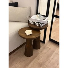 Simillo Home & Living Wood Wooden Ahşap Yan Sehpa Mantar Sehpa 2'li Set