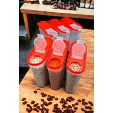 Swencraft Erzak Bakliyat Kiler Saklama Kabı 6 'lı Set Lüks Kutu (4 Lt) Çeyiz Seti 12 Parça Silikon Kapak Krmzı