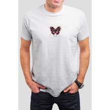 T-35 Kelebek Baskılı Beyaz  Unisex Tişört