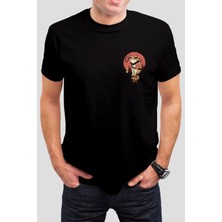 T-35 Japon Kedi Baskılı Siyah Unisex Tişört