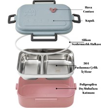 Medy Store Cheese And Mouse Stainless Steel Lunch Box–2 Bölmeli Paslanmaz Çelik Tepsili Beslenme Kutusu-1200 ml