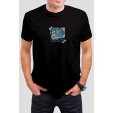T-35 Van Gogh Yıldızlı Gece Baskılı Siyah  Unisex Tişört