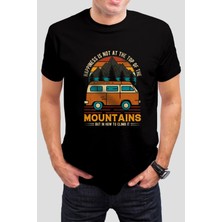 T-35 Mountains Baskılı Siyah Unisex Tişört