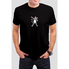 T-35 Kedi Baskılı Siyah Unisex Tişört