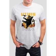 T-35 Kedi Baskılı Beyaz  Unisex Tişört