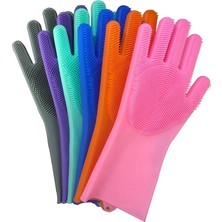 DouranShop Turuncu Tarzı Sihirli Silikon Eldiven Mutfak Necessaire Temizlik Bulaşık Yıkama Kauçuk Fırçalama Eldiven Çok Fonksiyonlu Ev Çalışma Eldivenleri Nitril (Yurt Dışından)
