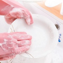 DouranShop Turuncu Tarzı Sihirli Silikon Eldiven Mutfak Necessaire Temizlik Bulaşık Yıkama Kauçuk Fırçalama Eldiven Çok Fonksiyonlu Ev Çalışma Eldivenleri Nitril (Yurt Dışından)