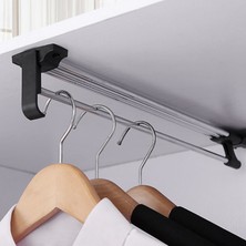 DouranShop 250MM Tarzı Geri Çekilebilir Paslanmaz Çelik Üst Montaj Dolap Raylı Elbise Askısı Havlu Ceket Rafları Ayarlanabilir Dolap Çubuk Ray Organizatör Raf (Yurt Dışından)