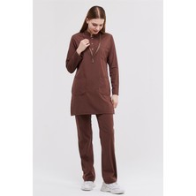 Çatı Uniform Happiness Modest - Likralı Doktor Hemşire Tesettür Forma Takımı, Çikolata Kahve