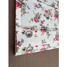 Pera Store Pembe Çiçekli Ütü Istemez Vintage Katlamalı Modern Mutfak Çocuk Odası Perdesi