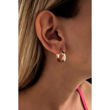 Fiyonk Kuyumculuk 14 Ayar Altın Bombeli Halka Küpe 7