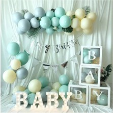 Bkmc 30 Adet Balonlu Babby Şeffaf Kutulu Balon Standlı Balon Konsept Doğum Günü Parti Set Süsü