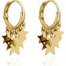 Fiyonk Kuyumculuk 14 Ayar Altın Halka Sallantılı Yıldız Sıralı Küpe