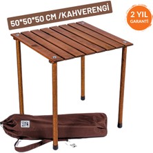 Bag The Joy 50x50x50 Katlanır Rulo Kamp ve Piknik Masası - Kahverengi