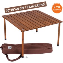 Bag The Joy 70x70x40 Katlanır Rulo Kamp ve Piknik Masası - Kahverengi