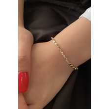 Fiyonk Kuyumculuk 14 Ayar Altın Üç Renkli Dorika Top Detaylı Küp Bileklik