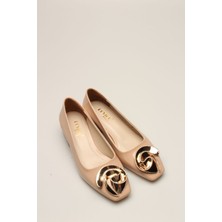 Rovigo   Bej Rugan Taşlı Kadın Topuklu