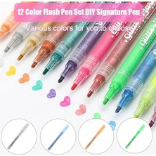 GongtuShop Gümüş Tarzı 12 Colorsset Glitter Kalem Fosforlu Kalem Renk Değiştiren Flaş Işaretleyici Jel Kalemler Çizim Karalama Defteri Albümü Dergisi Diy Kırtasiye Okulu (Yurt Dışından)