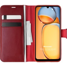 Microsonic Xiaomi Poco C65 Kılıf Delux Leather Wallet Kırmızı