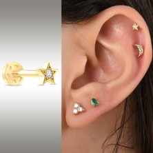 Saf Pırlanta 0.02 Karat Yıldız Pırlanta Tragus Piercing