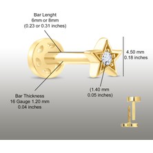 Saf Pırlanta 0.02 Karat Yıldız Pırlanta Tragus Piercing