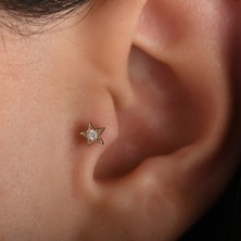 Saf Pırlanta 0.02 Karat Yıldız Pırlanta Tragus Piercing