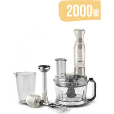 Karaca 2000W Turbo Doğrayıcı, Dilimleme, Rondo, Blender - Ikili Çelik Mikser 6 In 1 Çok Amaçlı Mutfak Robotu