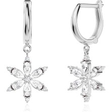 İndigo Takı Lotus Çiçeği Beyaz Gümüş Küpe