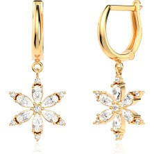 İndigo Takı Lotus Çiçeği Altın Kaplama Gümüş Küpe