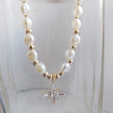 Devi Fashion Zirkon Taşlı Incili Tasarım Kolye